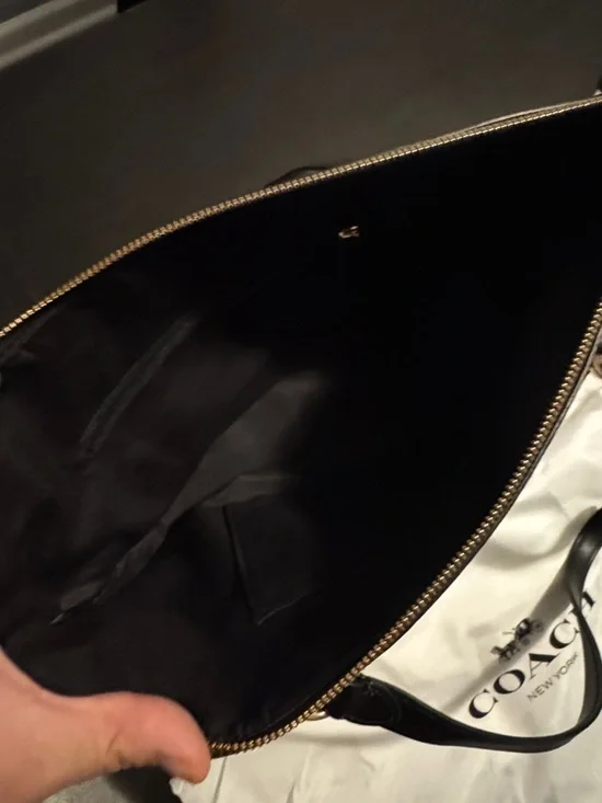 Coach Brown Signature Tote with Black Leather Straps - Picture 2 of 3